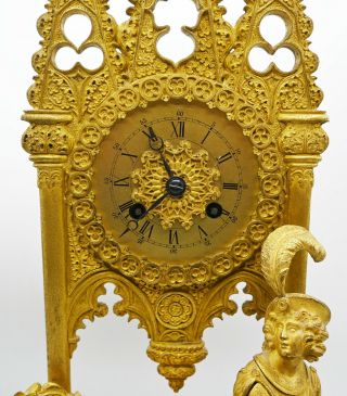 Antique French Empire Neoclassical Gilt Bronze Detailed Figural 19th C Clock 2