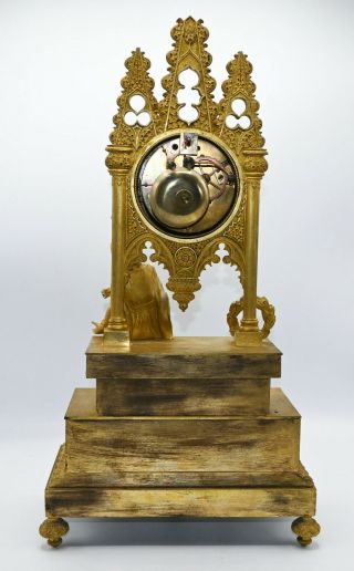 Antique French Empire Neoclassical Gilt Bronze Detailed Figural 19th C Clock 4
