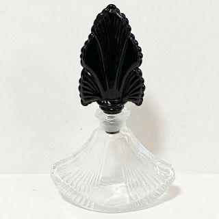 Vintage Art Deco Clear Glass Perfume Bottle Black Arrowhead Stopper