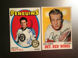 2 Signed Vintage Topps Hockey Cards