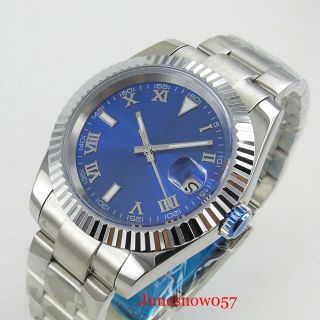 Luxury 40mm Blue Nologo Dial Miyota Movement Automatic Men Watch Sapphire Glass