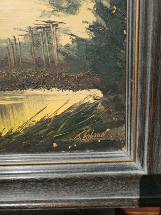 James Gibson Florida Highwaymen Yellow Palm Tree Oil Painting Upson Bd.  Vintage 3