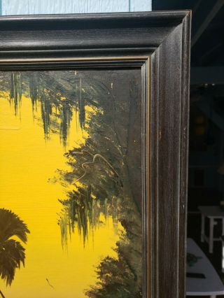 James Gibson Florida Highwaymen Yellow Palm Tree Oil Painting Upson Bd.  Vintage 6
