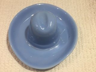 Vintage Delphite Blue Glass Western Cowboy Hat Ashtray Trinket Dish 2