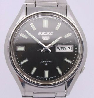 Vintage 1980 Seiko 5 37mm Stainless Steel Automatic Watch W Bracelet 6309 - 8230