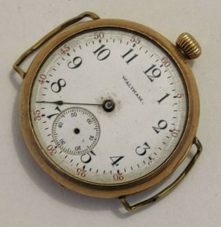Vintage 32mm 0size 15 Jewels Wire Lug Ww1 Waltham Wristwatch 1913 To Fix