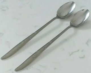 Vintage Mid Century Acsons Atomic Star Acf3 2 Ice Tea Spoons Stainless Steel