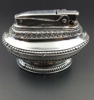 Ronson Queen Anne Silver Table Lighter Barware Tobacco Decor Vintage Old 3