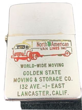 1955 - 56 Zippo Lighter - North American Van Lines Lancaster,  California - Error?