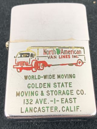 1955 - 56 Zippo Lighter - North American Van Lines Lancaster,  California - Error? 2
