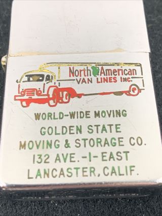 1955 - 56 Zippo Lighter - North American Van Lines Lancaster,  California - Error? 3