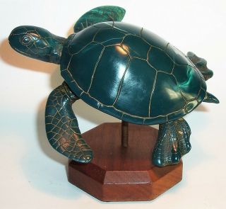 Old Green Sea Turtle Hand Crafted Art Sculpture Statue Figurine Vintage G H Cook