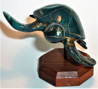 Old GREEN SEA TURTLE Hand Crafted Art Sculpture Statue Figurine Vintage G H Cook 3