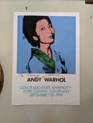 Vintage 1982 Andy Warhol Screenprint Poster Signed Csu Colorado - Kimiko Powers
