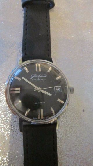 Vintage Glashutte Spezimatic 26 Rubis Mens Date Watch Made In Germany Cal 751