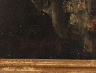 Large 19thC Antique Signed Hollyer Portrait Oil Painting,  Woman w/ Bonnet NR 5
