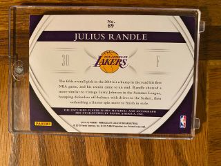 JULIUS RANDLE 2014 - 15 PANINI IMMACULATE AUTO PATCH JERSEY 23/25 LAKERS 2
