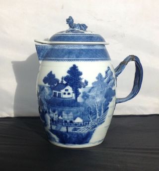 Very Fine & Large Antique Chinese Blue & White Nanking Export Porcelain Pitcher