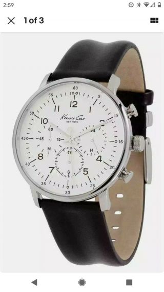Kenneth Cole York Wrist Watch Analog Quartz Leather Band Chronograph Kc1568