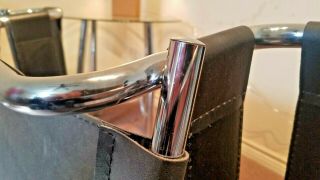 SET OF 2 - VINTAGE MARCEL BREUER WASSILY STYLE CHROME BLACK LEATHER CHAIRS MCM 5