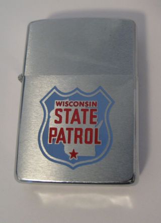 Vintage 1971 Zippo Lighter Advertising Wisconsin State Patrol