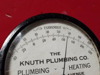 Vintage Round The Knuth Plumbing Co.  Advertising Thermometer Olmsted Falls Ohio 2