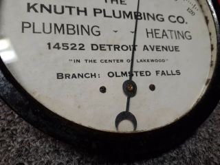Vintage Round The Knuth Plumbing Co.  Advertising Thermometer Olmsted Falls Ohio 3