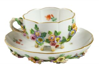 Antique Meissen porcelain coffee cup with saucer 4