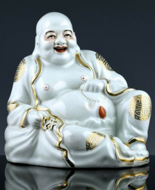 Fine Quality Chinese Gold Gilt Enamel Lucky Buddha Porcelain Figure Seal Mark