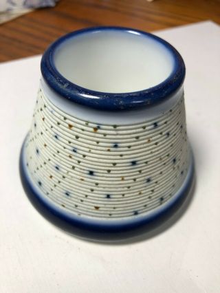 Antique Ceramic Match Holder Striker Stoneware Toothpick Holder Blue Banded