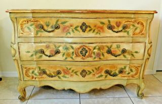 John Widdicomb Painted French Louis Xv Style Gold Bombay Chest Of Drawer Dresser