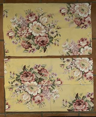 2 Vintage Ralph Lauren Sophie Brooke Yellow Floral Standard Pillowcases; Pair