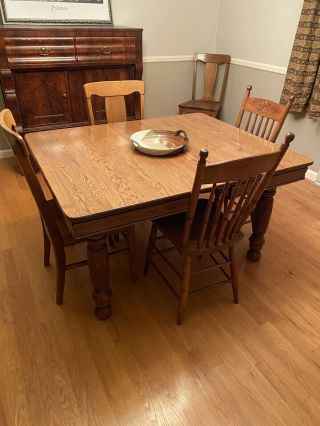 Antique Victorian Oak Dining Table One Leaf Skirt Restored Gorgeous