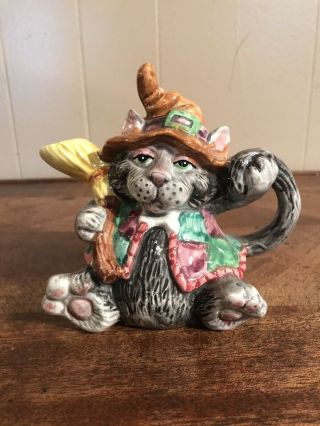 Vintage Fitz Floyd Witch Cat Creamer Ff 1992 Pencil Holder Kitsch