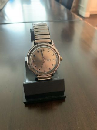 Vintage 1975 Timex Men’s Day - Date Watch - Silver And Blue Dial.