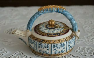 Vintage Nini Blue And White Hand Painted Miniature Teapot,  Japan