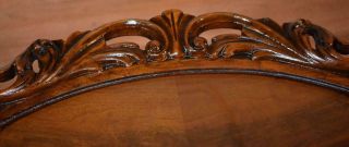 1910s Antique French carved Walnut floral inlay Coffee table with Glass Tray 4