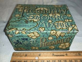 Antique Piccadilly Smoking Mixture Tin Litho Square Tobacco Can Rochester Ny Old