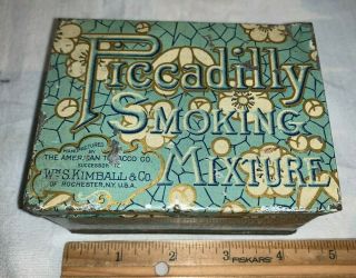 ANTIQUE PICCADILLY SMOKING MIXTURE TIN LITHO SQUARE TOBACCO CAN ROCHESTER NY OLD 2