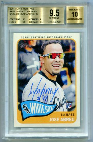 Jose Abreu 2014 Topps Heritage Real One Rookie Rc Auto Card Gem Bgs 9.  5 10