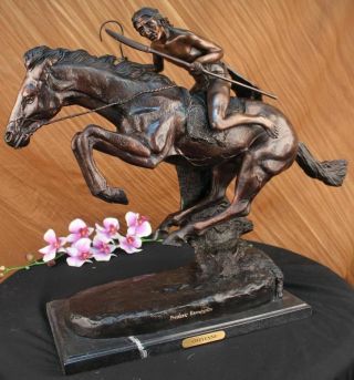 Sculpture Statue Vintage Frederic Remington Recast Cheyenne Westen Art Bronze Nr