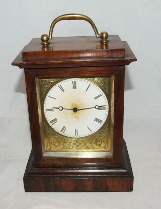 Antique Rosewood Campaign Carriage Clock Style Mantel Bracket Timepiece Clock