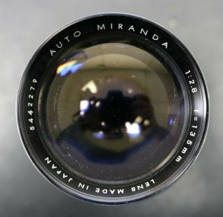 Vintage Camera Lens - Auto Miranda 1:2.  8 F = 135mm Lens With Black Leather Case