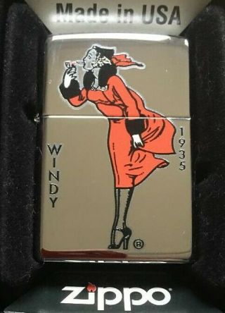 2012 Zippo Lighter Windy The Varga Girl Red Dress 1935,  And Boxed