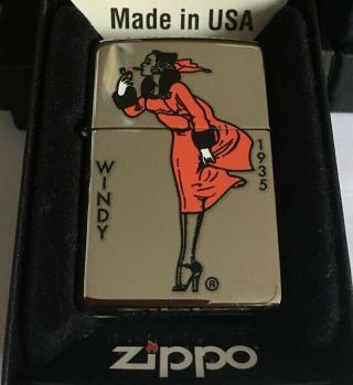 2012 ZIPPO LIGHTER WINDY THE VARGA GIRL RED DRESS 1935,  AND BOXED 2