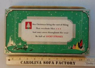 Empty and Vintage WWII Era LUCKY STRIKE Green 10 Pack Christmas Box Advertising 2