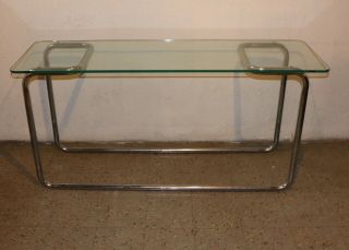 Vintage 60s Mid Century Modern Mcm Glass Chrome Table Sofa Table Console Table