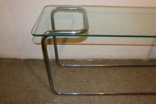 Vintage 60s Mid Century Modern MCM Glass Chrome Table Sofa Table Console Table 6