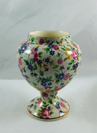 Vintage Royal Winton Grimwades England Old Cottage Chintz Pedestal Vase