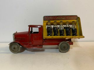 Antique 1930s Metalcraft Pressed Steel Toy Coca Cola Distributor Truck W/bottles